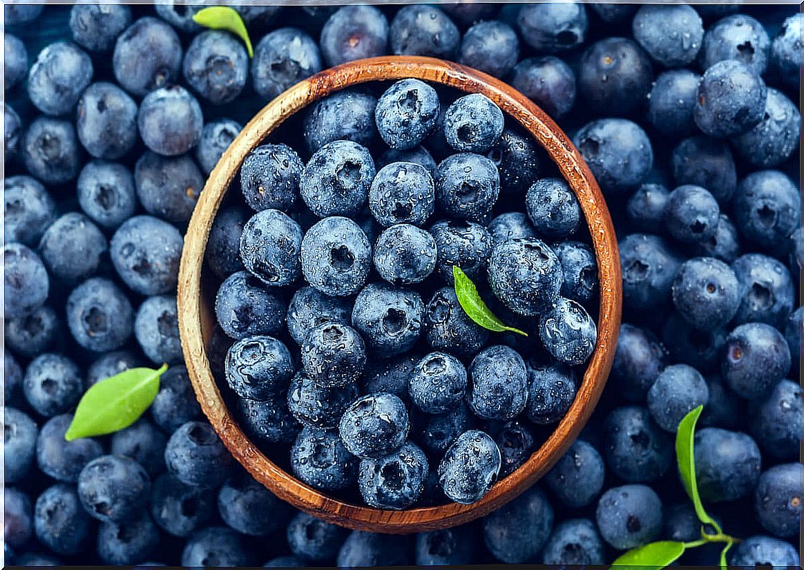 Blueberries with anthocyanins.
